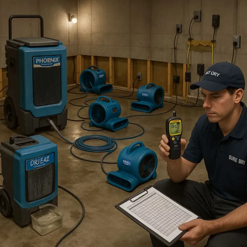Structural Drying and Dehumidification process in Shallowater, TX